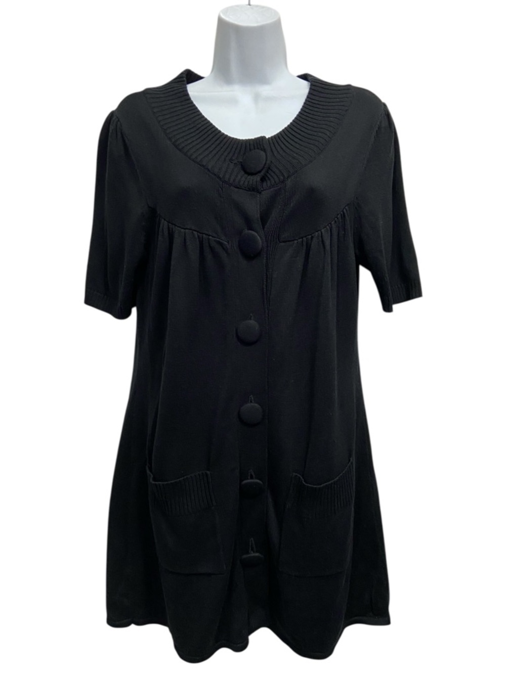 INC Silk Blend Black Button Down Tunic Cardigan - Women’s Large